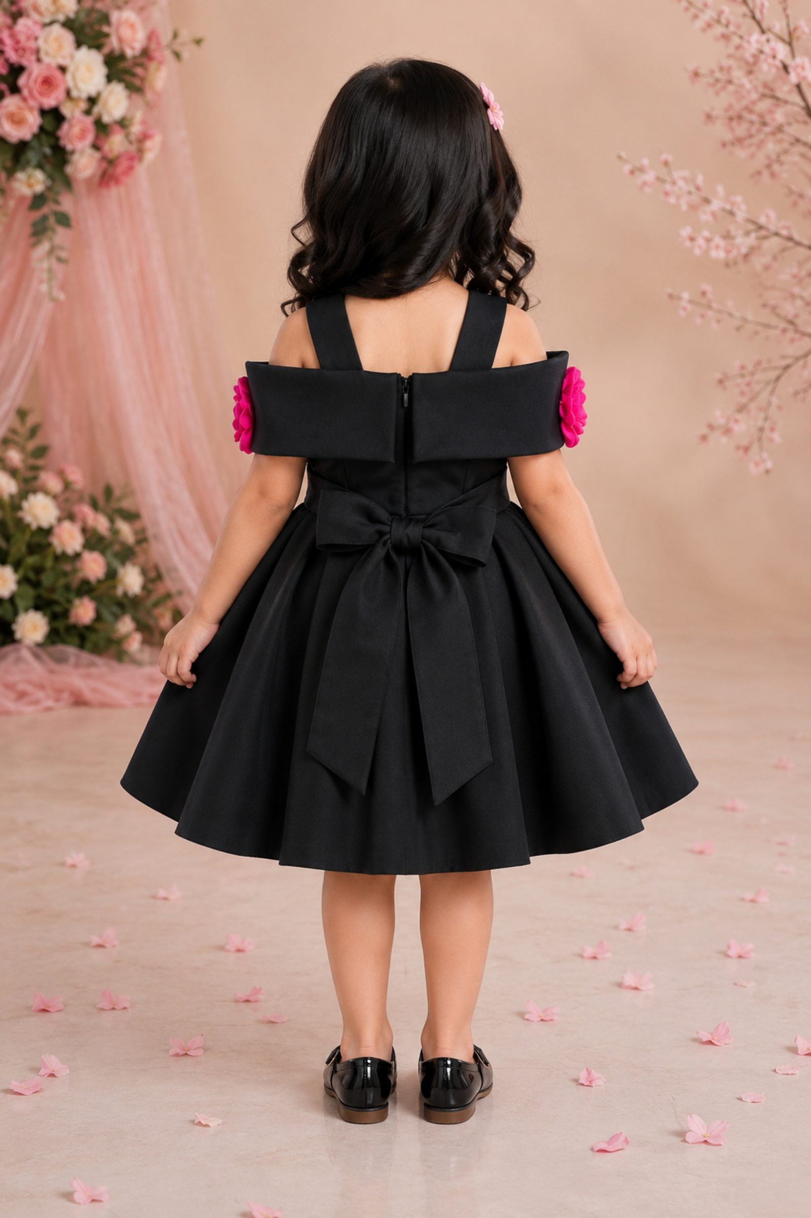 Black Scuba Rose Frock
