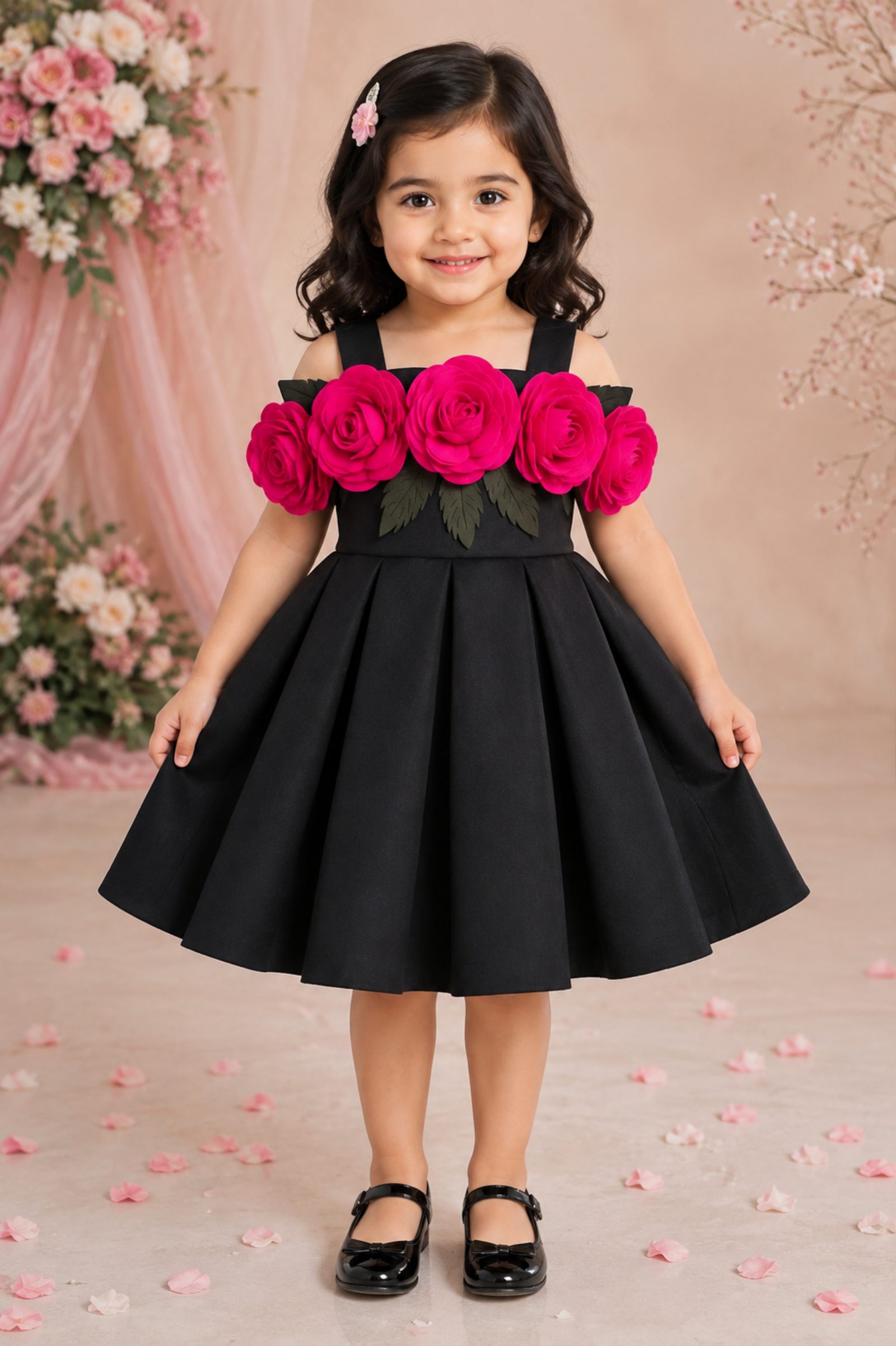 Black Scuba Rose Frock