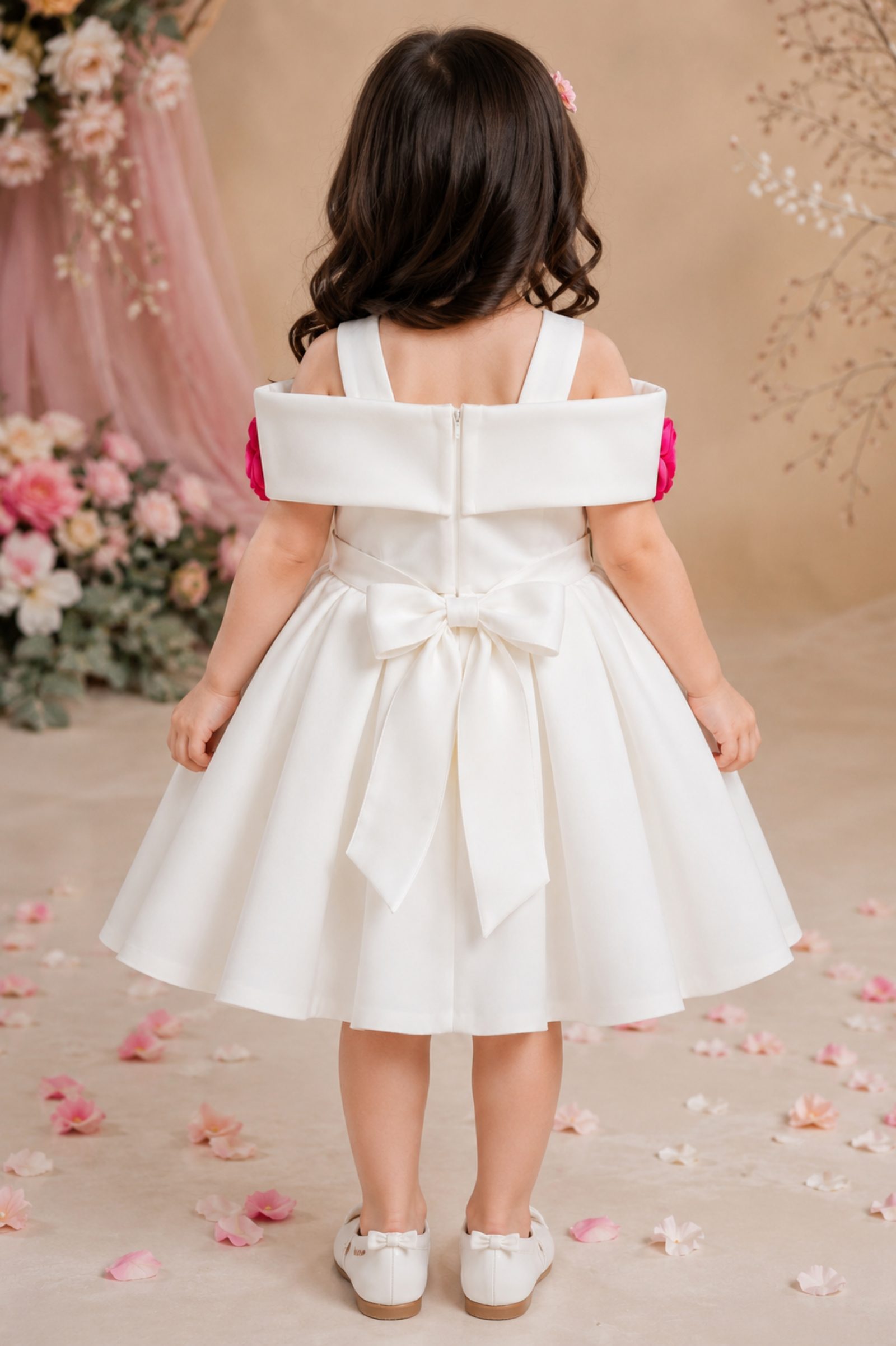 White Scuba Rose Frock